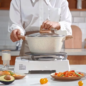 Pack Aravita 14 Piezas - Ollas Antiadherentes de Acero Inoxidable con Revestimiento de Granito + REGALO: 2 Soportes de Ollas